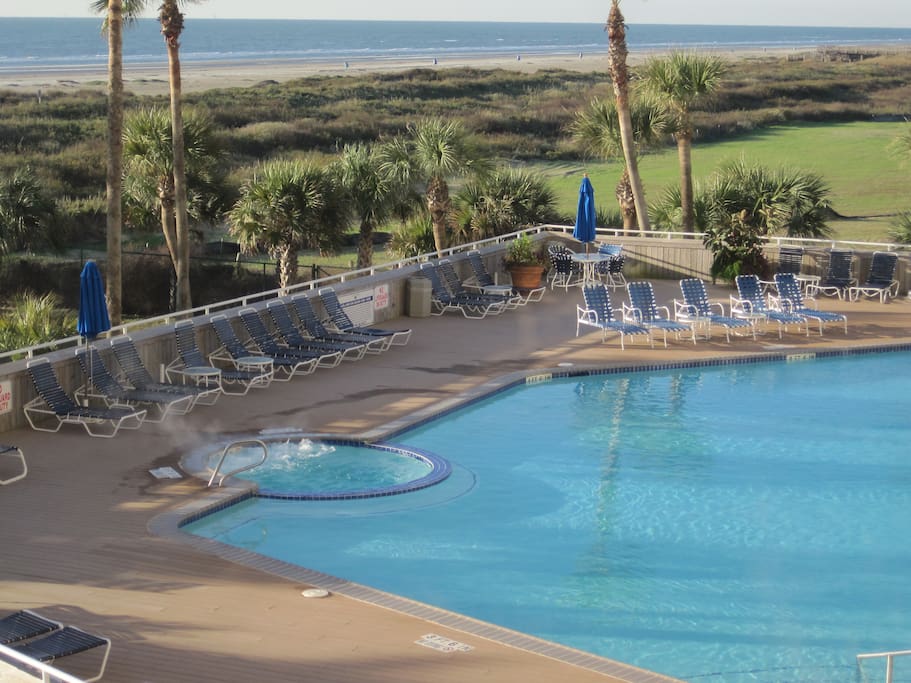 Beach side hot tub and heated pool are waiting for you!