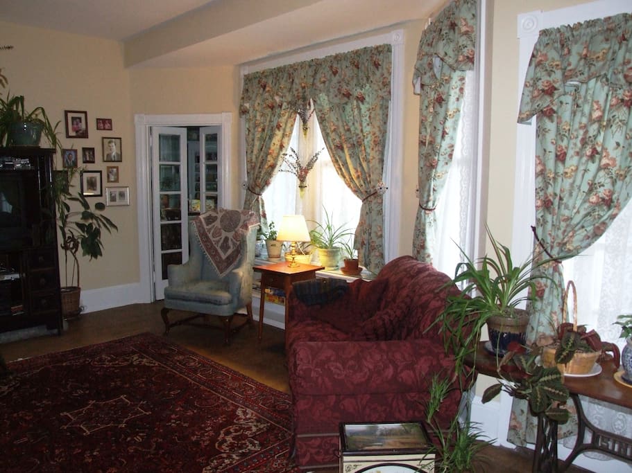 Living Room with Sofas, TV & Fireplace