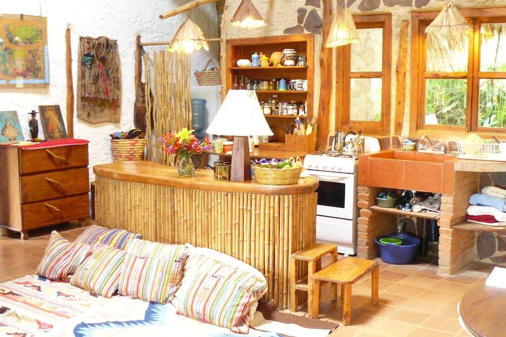 Open kitchen, living and dining space