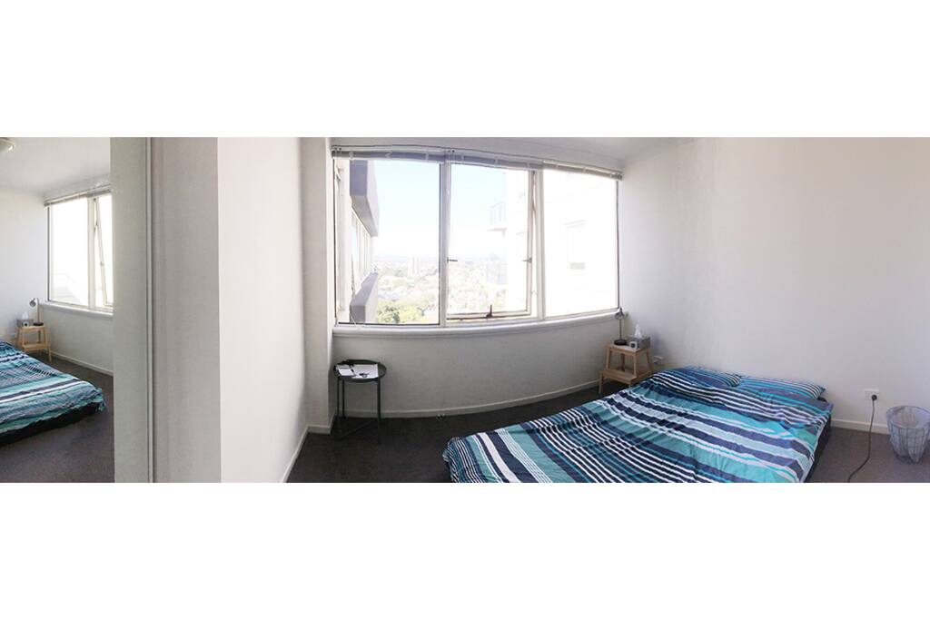 Bedroom without bed frame but comfortable