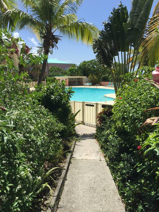 The pool is just steps away from your door step.