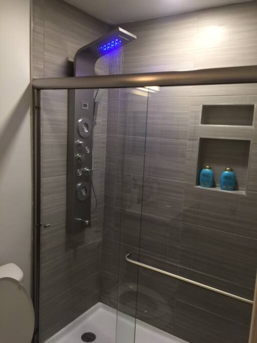 Tile shower with led faucet