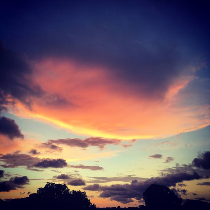 Couché de soleil sur la terrasse