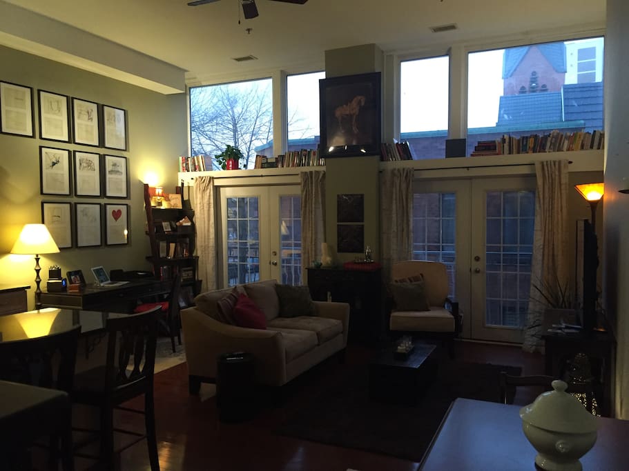 great space overlooking a church yard.