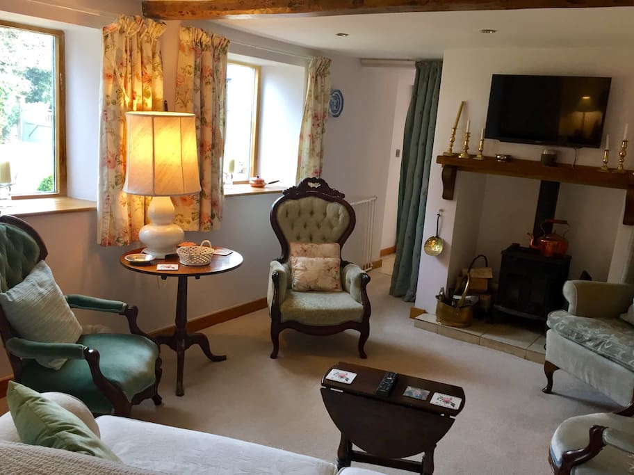 Sitting room (with lovely wood burner)