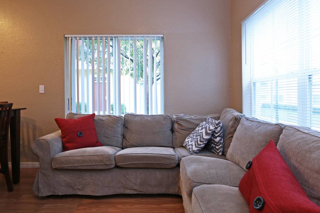 This is the couch in our living room, so comfortable!