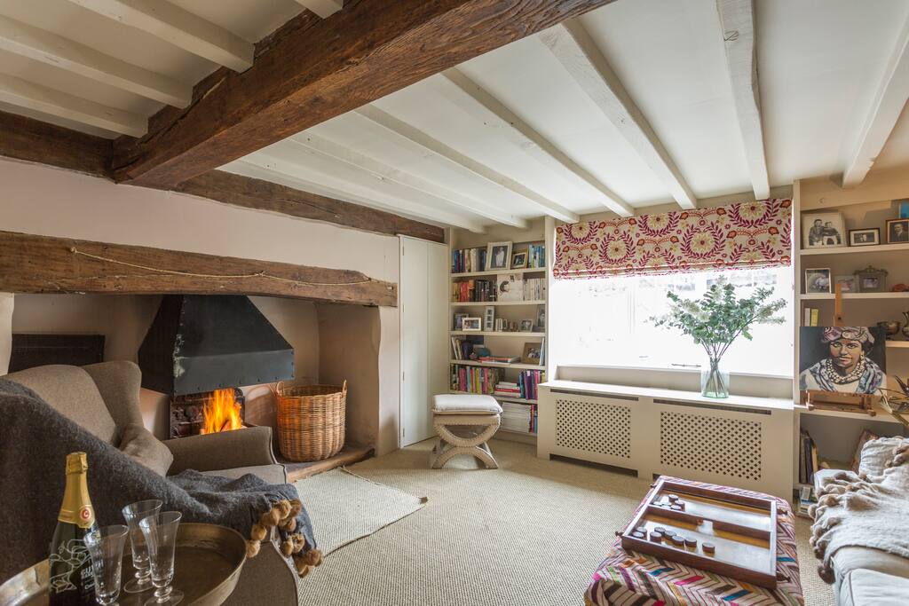 The 'Old Sitting Room' (2 sitting rooms in the house).. where the fire roars, the seating is squishy, books abound, rest is natural.