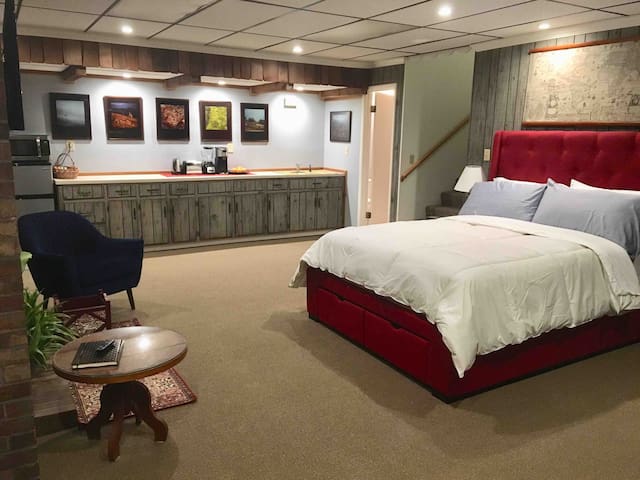 Large studio, private bath & kitchenette & garage