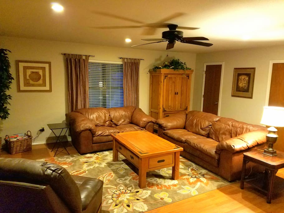 The Main living Room is spacious. TV on the wall. Built in desk with work area. Walk in closet.
