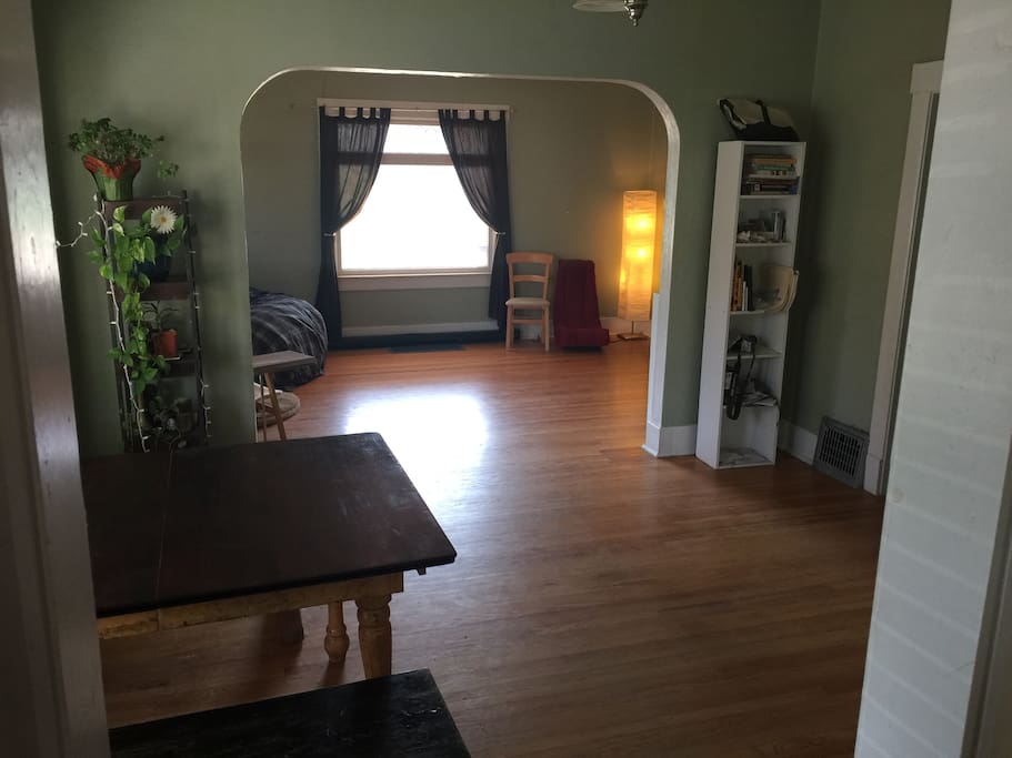 Lots of space to stretch out with beautiful wood floors.