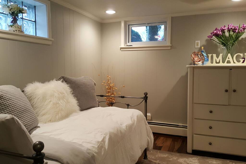 Bedroom and desk area