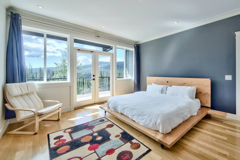 This custom made bed is huge and the pic was taken at a angle. So, don't worry this is a big master bedroom.