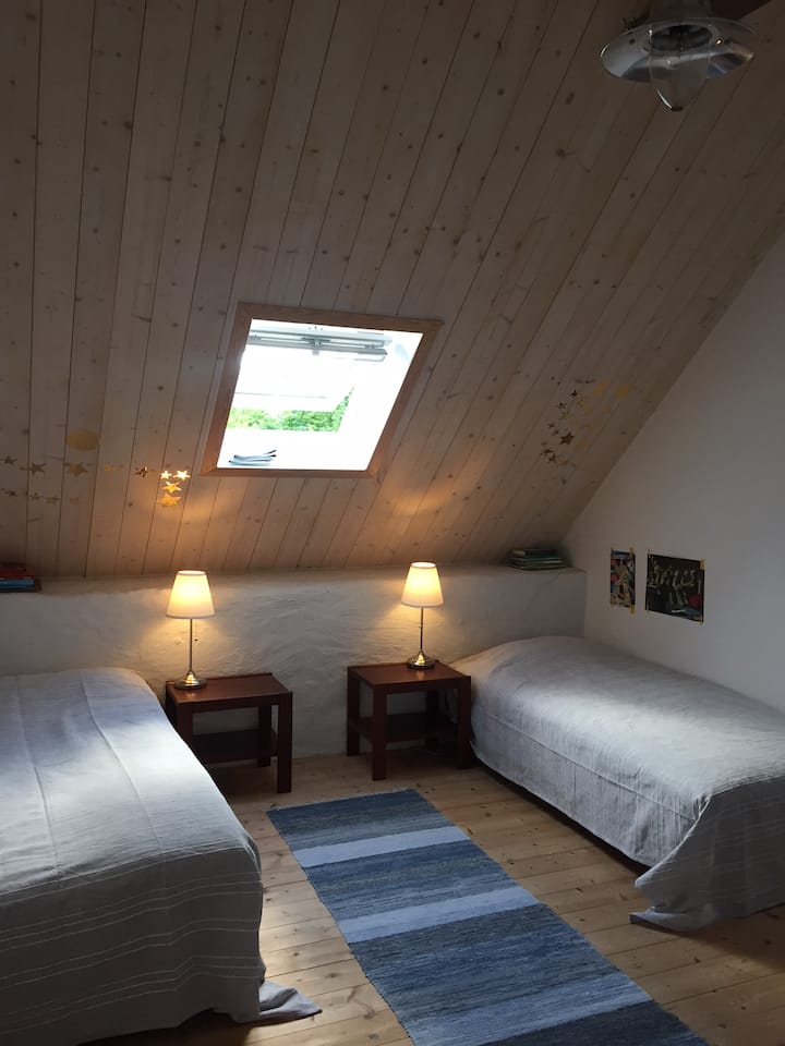 Bedroom 4 upstairs, 2 single beds/1 double