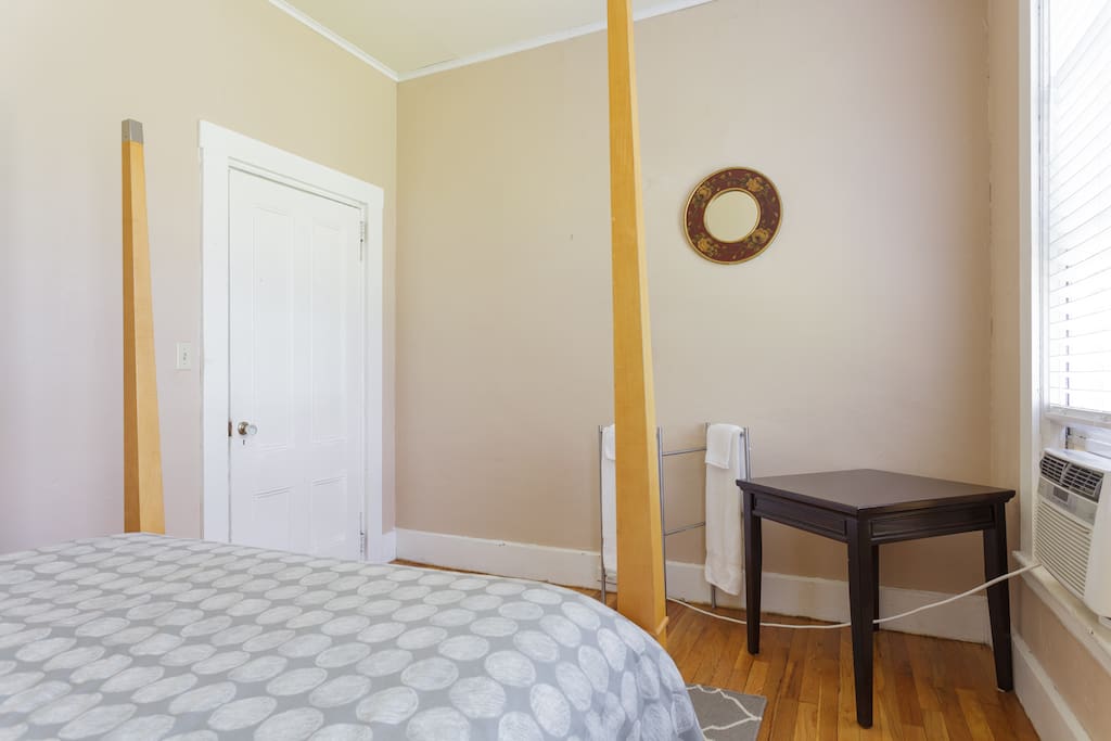 On the other side of the apartment from the other room so there's plenty of space for privacy.