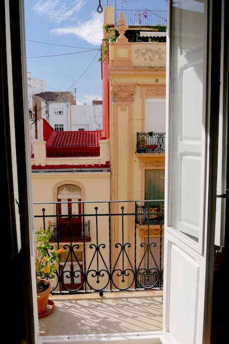 one of 2 balconys with view on historic facades