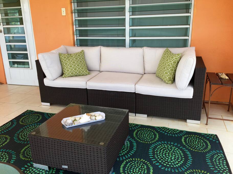 Luxuriate in outdoor living room & dining room.