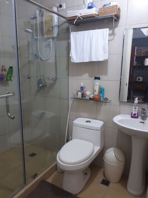 Washroom with shower glass door