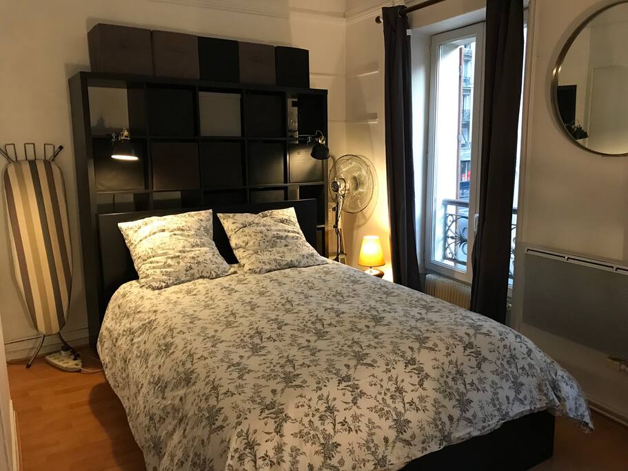 Spacious bedroom with closet storage and desk