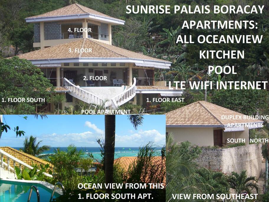 The whole compound with ocean view insert from this 1. Floor South Apt.