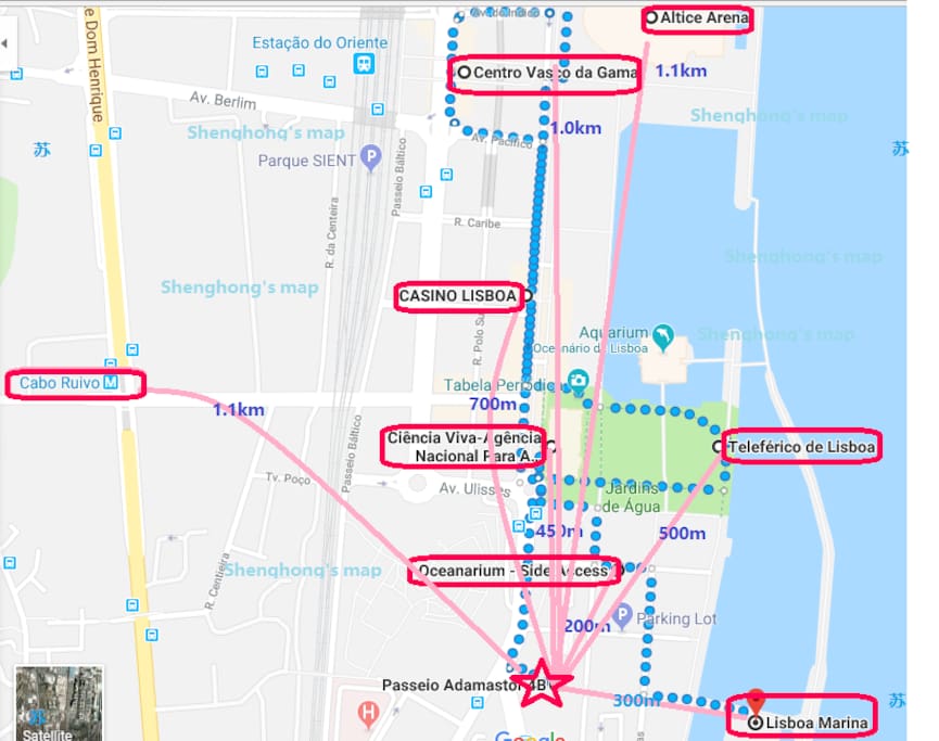 Map to go the major destinations
