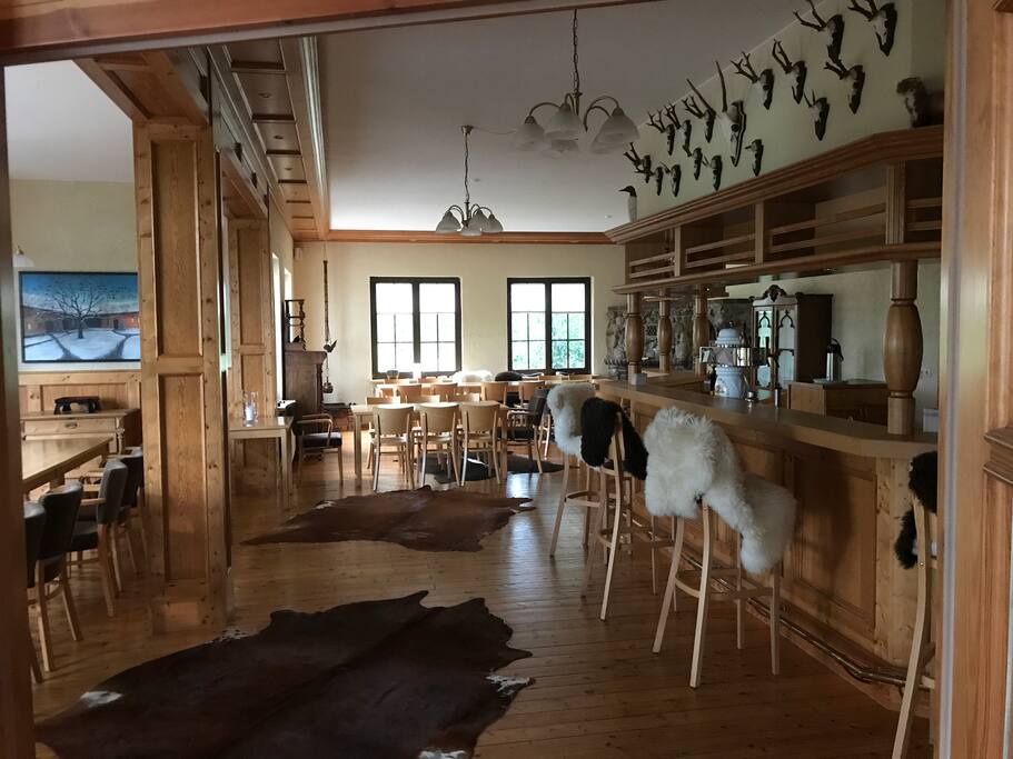 Großer Wohnbereich mit Bar und Feiermöglichkeit bis ca 40 Personen