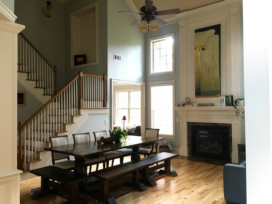 The Grand Room- enjoy a 12-seat farm table and gas fireplace (working in the winter)