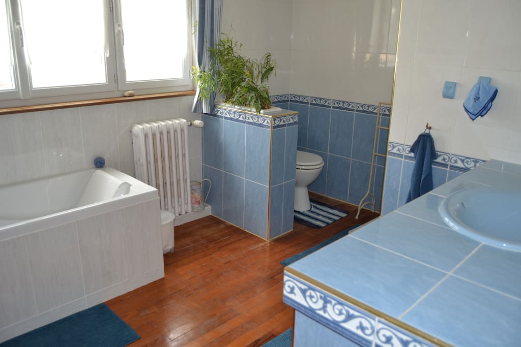 Salle de bain 1 avec baignoire douche et wc