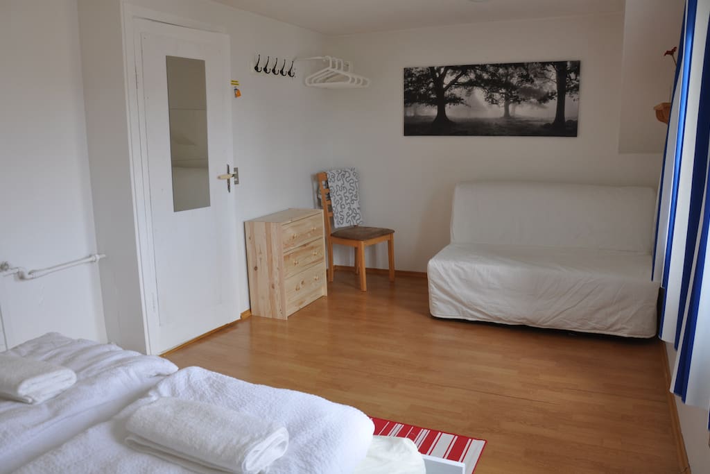 140 cm wide sofa-bed and storage for clothes
