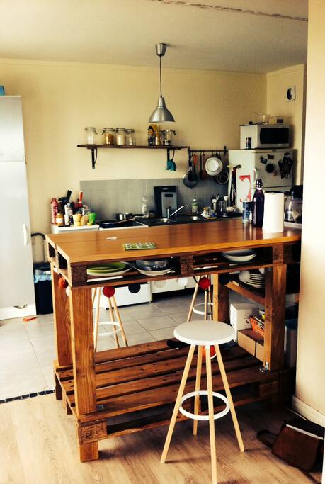 Cuisine américaine, avec bar style vintage
