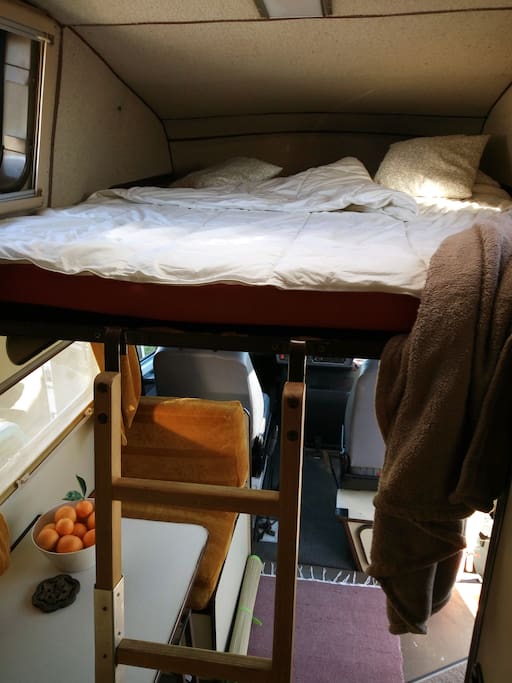 The large, high roof enables for two persons to sleep comfortably.
