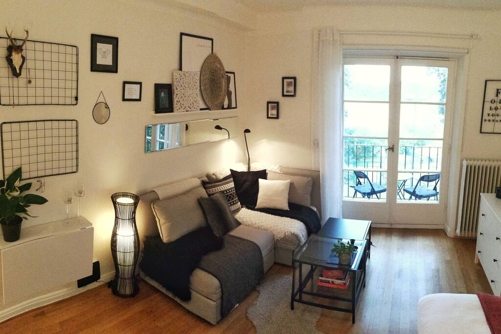 The sofa is also two comfy bed chairs