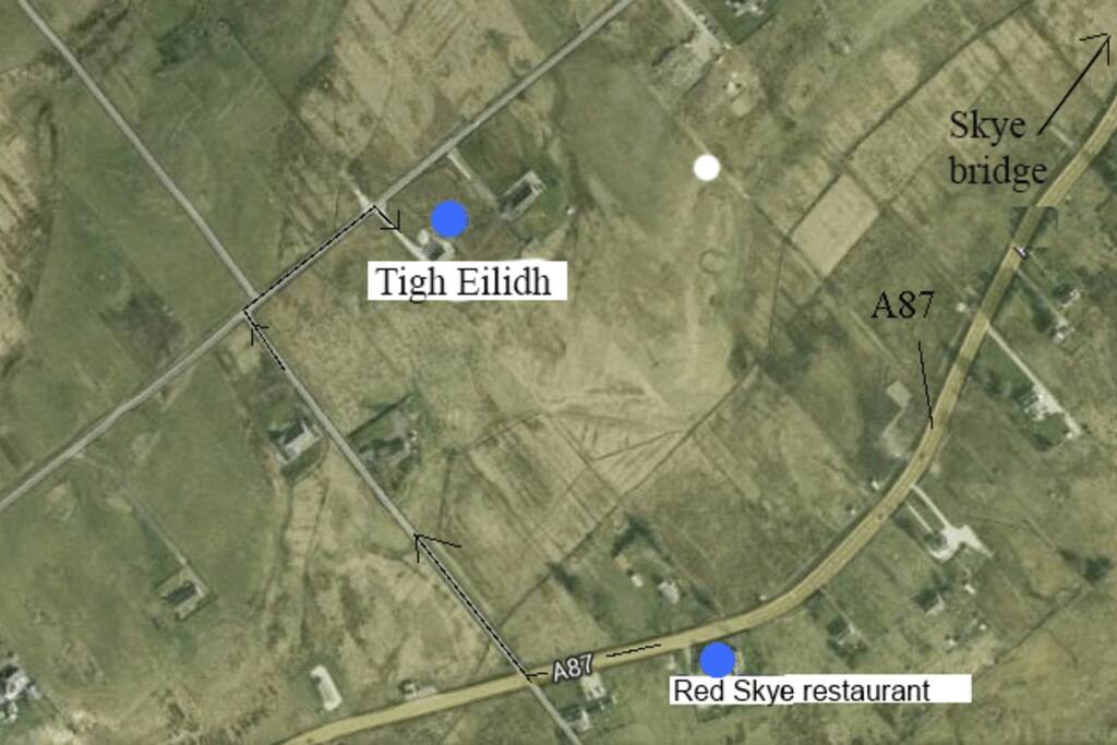 Directions from Red Skye restaurant on A87, coming from Skye bridge