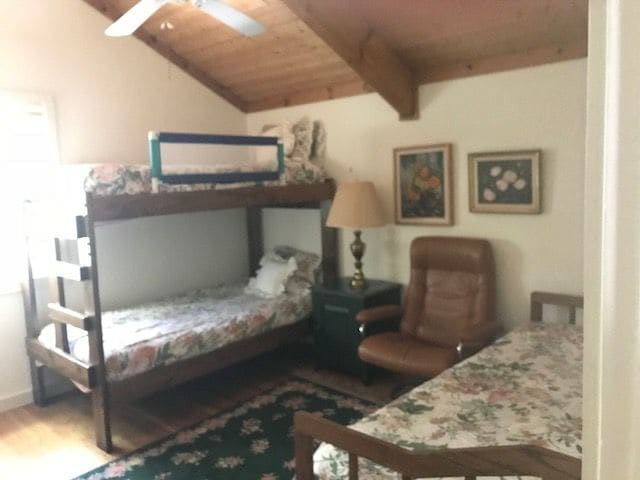 Second bedroom with twin bunk beds and a daybed with trundle. Sleeps four.