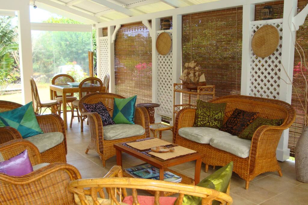 Main terrace with views of the garden and pool