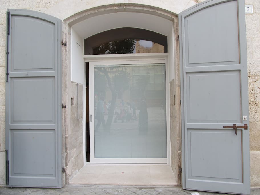 Door window looking the square