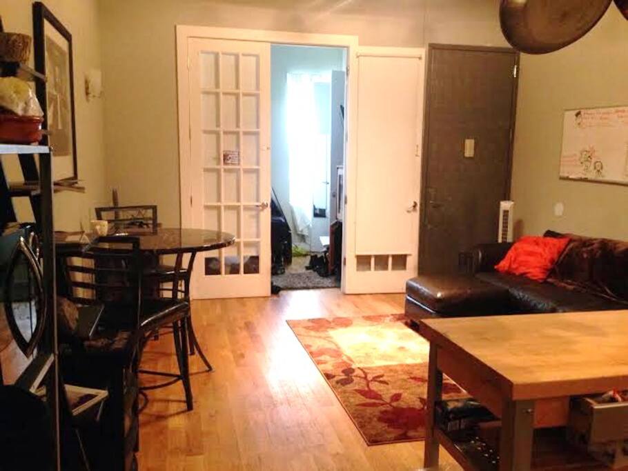 Main floor of home. Open Living Kitchen, Dining combo.