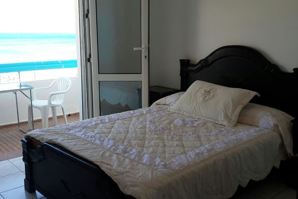 Double bed with private balcony - sea views.