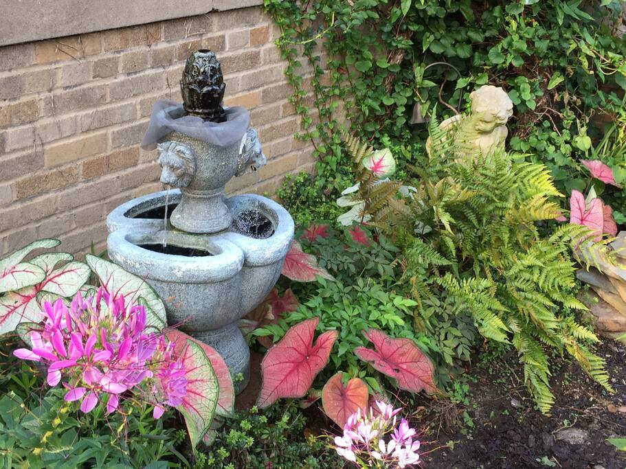 Soothing fountain in yard