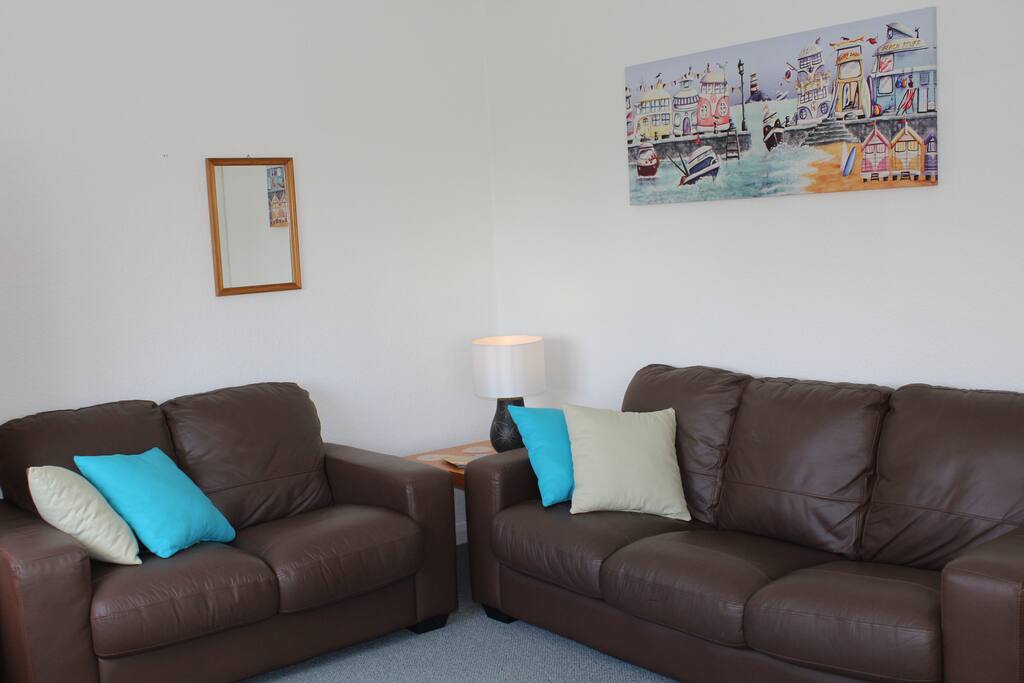 Plenty of seating on leather sofas
