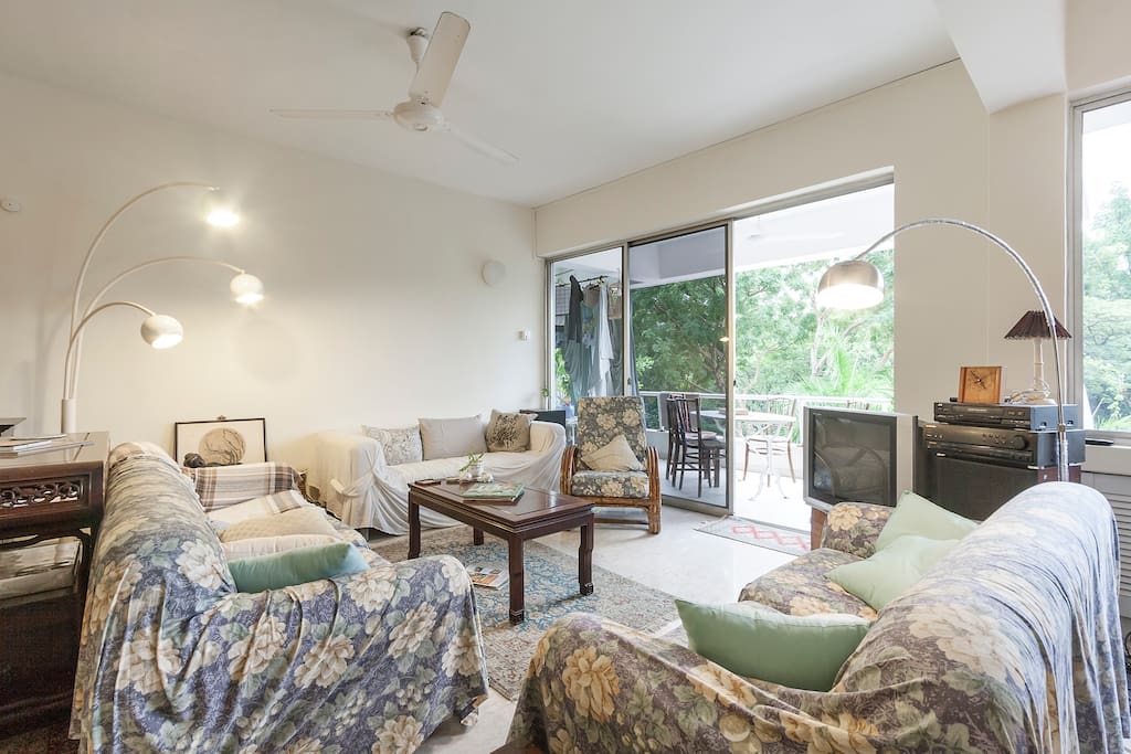 Living room with park view