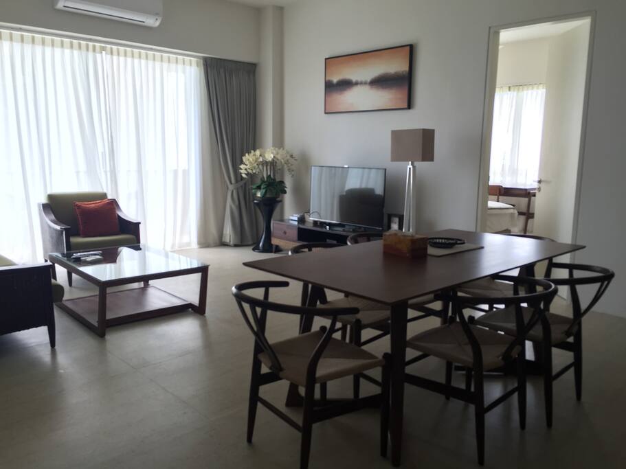 Living room and dining area