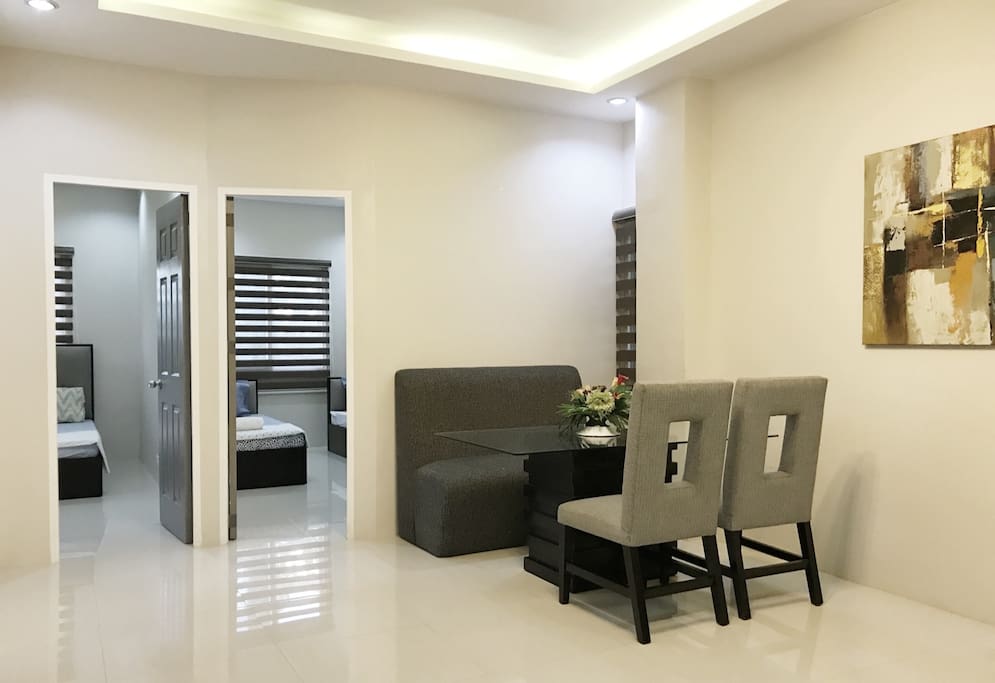 Wide and airy space right before entering the bedrooms. There is an option to add an extra single bed (actual bed) in this widely spaced area if you are more than 4 persons.