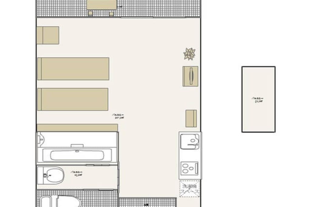 one room has 2 single bed and 1 Japanese futon.