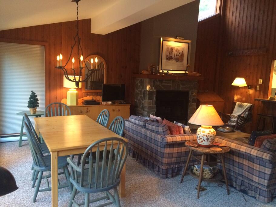 Family Area with wood burning fireplace