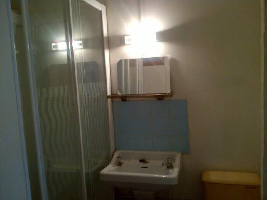 Salle de bain avec cabine de douche neuve