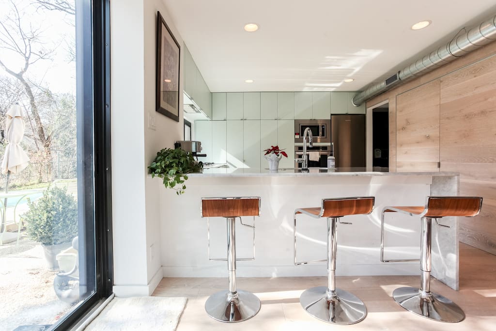 View from dining area to kitchen