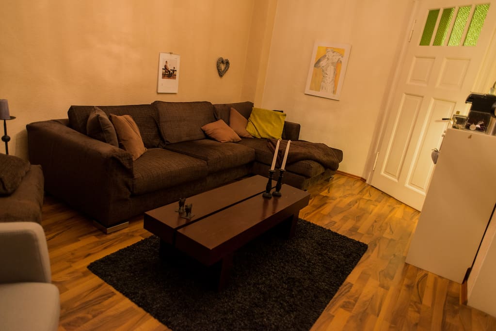 Living room - Sleeping couch / Arm chair / Fridge / Drinks