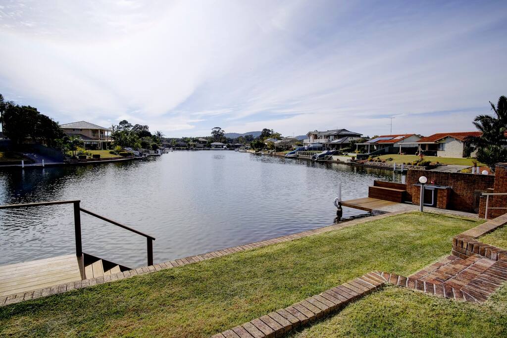 View from house down the canal with jetty.