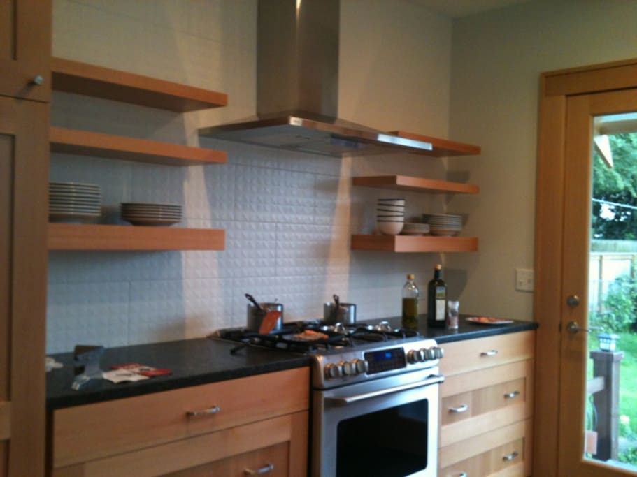 Newly renovated kitchen leading on to back deck