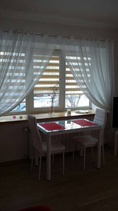 Comfortable table with chairs.